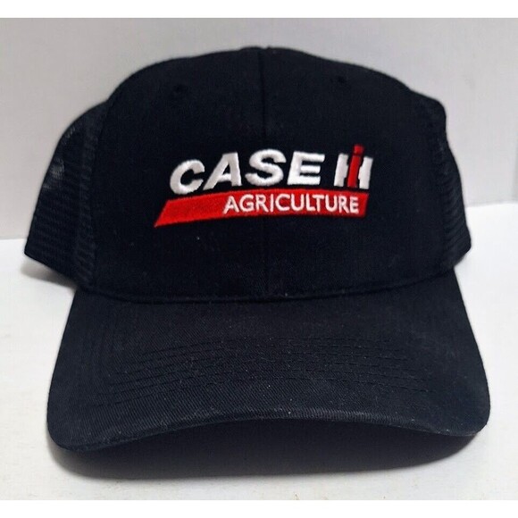 CASE IH AGRICULTURE FARM IMPLEMENTS EMBROIDERED MESH BLACK STRAPBACK HAT CAP - Picture 1 of 5